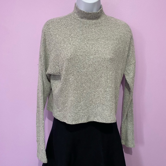 Garage cropped Grey Mock neck sweater XS - Picture 2 of 4